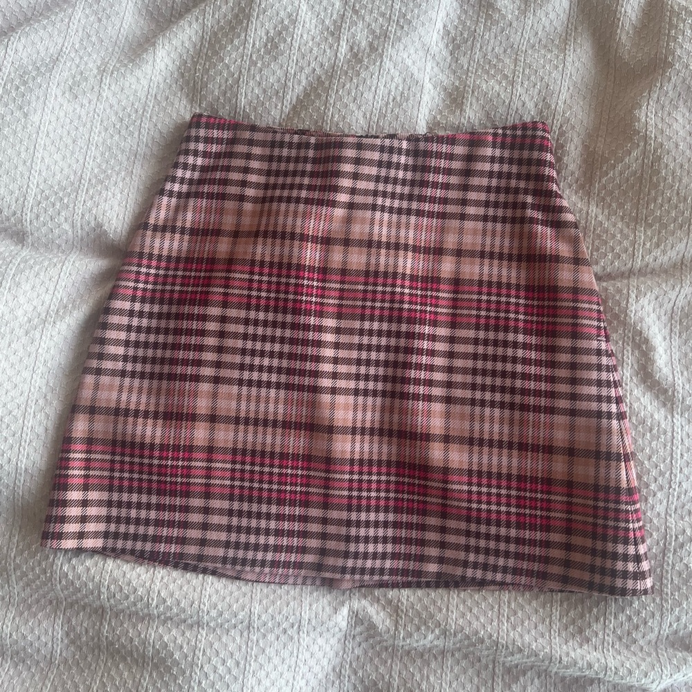 Wilfred Plaid Mini Skirt in Pink and Brown